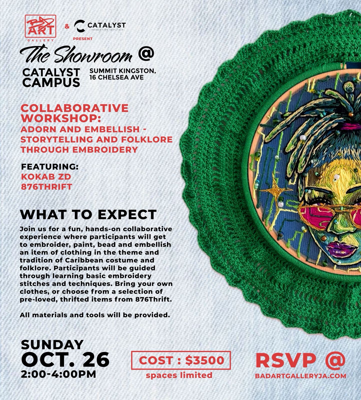 Embroidery Workshop with Kokab ZD and 876thrift OCT 26